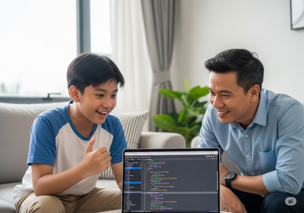 Bố con vui vẻ